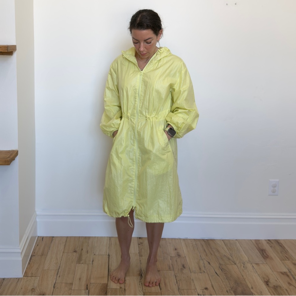 Future Collective Neon Yellow Long Cinchable Hooded Raincoat